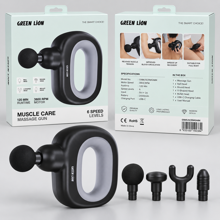 ماساژور تفنگی گرین لاین مدل Muscle Care GNMUSCRMGNBK