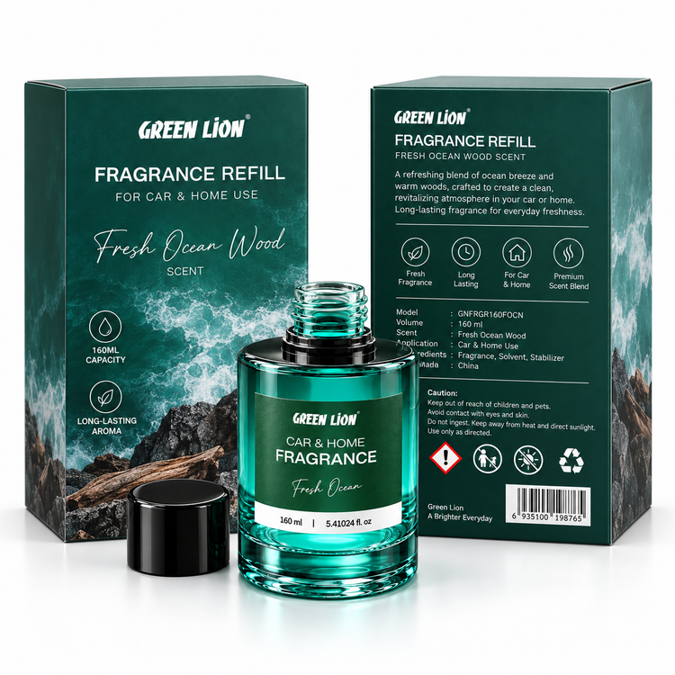 اسانس یدک خوشبوکننده خودرو و منزل گرین لاین رایحه Fresh Ocean Wood ظرفیت 160 میلیلیتر
