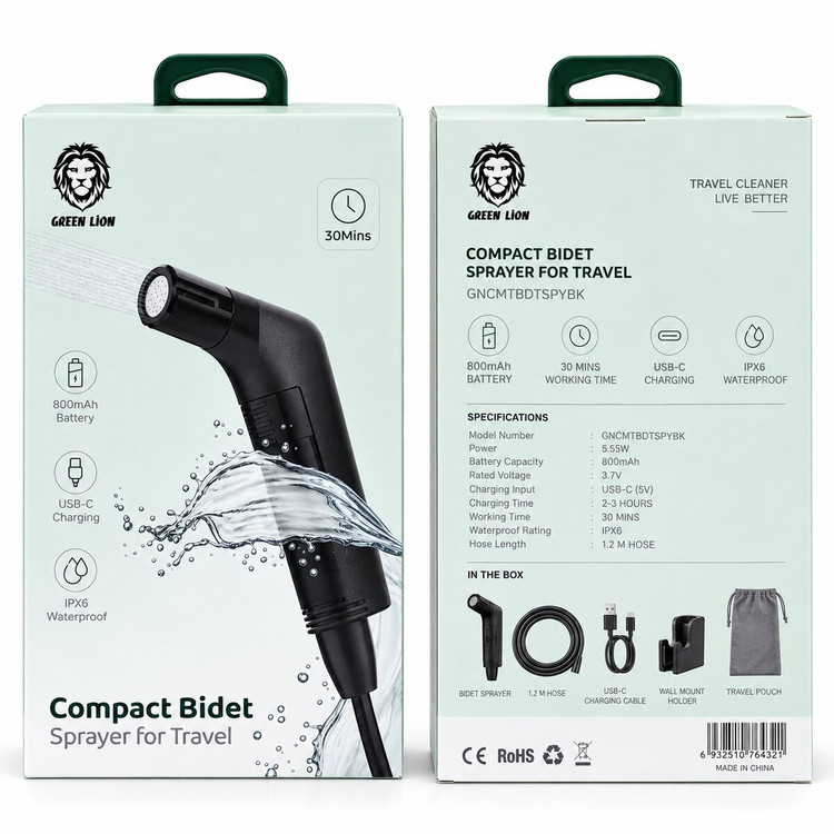 بیده و دوش مسافرتی شارژی گرین لاین مدل Compact Bidet Sprayer GNCMTBDTSPYBK