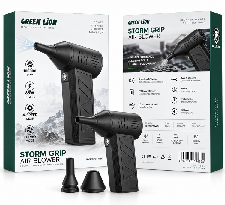 جت فن و دمنده شارژی گرین لاین مدل Storm Grip GNSTGP85WBK توان ۸۵ وات