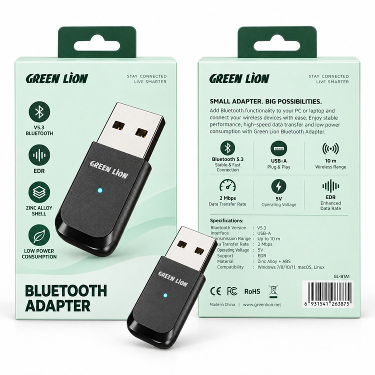 دانگل بلوتوث USB گرین لاین مدل GL-BT02 نسخه 5.3 با EDR