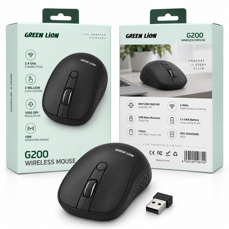 ماوس بیسیم گرین لاین مدل G200 با دقت 1600 DPI