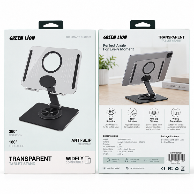 پایه نگهدارنده تبلت شفاف گرین لاین مدل Transparent Tablet Stand کد GNTRTABSTDBK