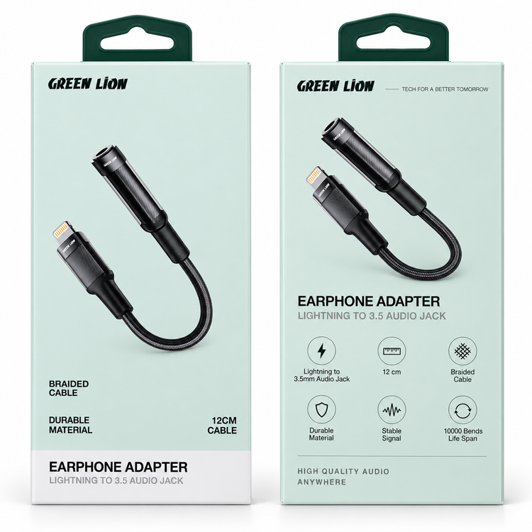 مبدل لایتنینگ به جک ۳.۵ میلیمتری صدا گرین لاین مدل Earphone Adapter کد GNEALTG35MM
