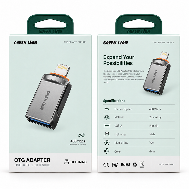 مبدل OTG لایتنینگ به USB-A گرین لاین مدل OTG Adapter کد GNOTGALTAGY